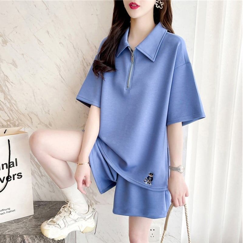 ファッション 切り替え ゆったり感アップ Tシャツ＋ショートパンツ セットアップ＜F-3616＞