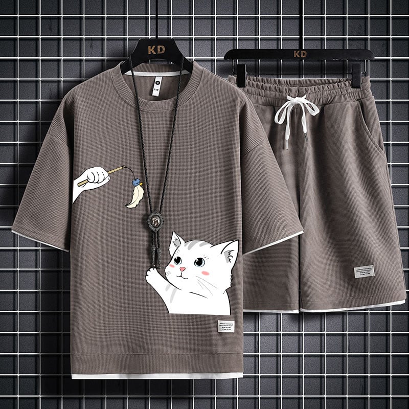 男女兼用 肌触りよい Tシャツ & ショーツ セットアップ F-13328