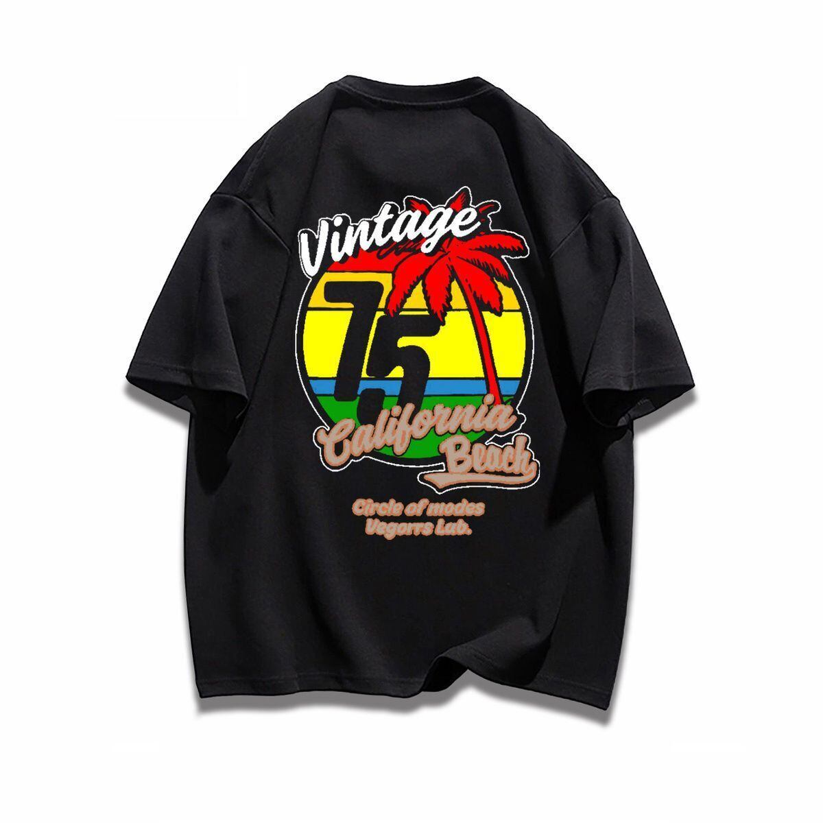 早い者勝ち カジュアル ファッション感満々 ダブルプリント 全5色 半袖Tシャツ<F-9271>