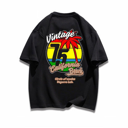 早い者勝ち カジュアル ファッション感満々 ダブルプリント 全5色 半袖Tシャツ<F-9271>