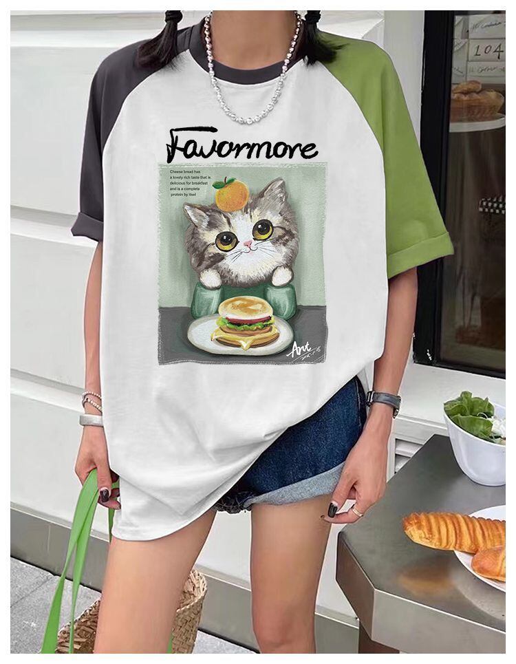 話題沸騰中 プリント切り替え 新作 全2色 半袖Tシャツ カットソー ＜F-8682＞