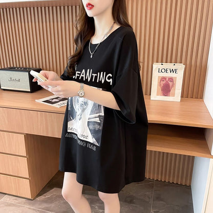 質感のいい 半袖 ラウンドネック Tシャツ ワンピース ＜F-8638＞
