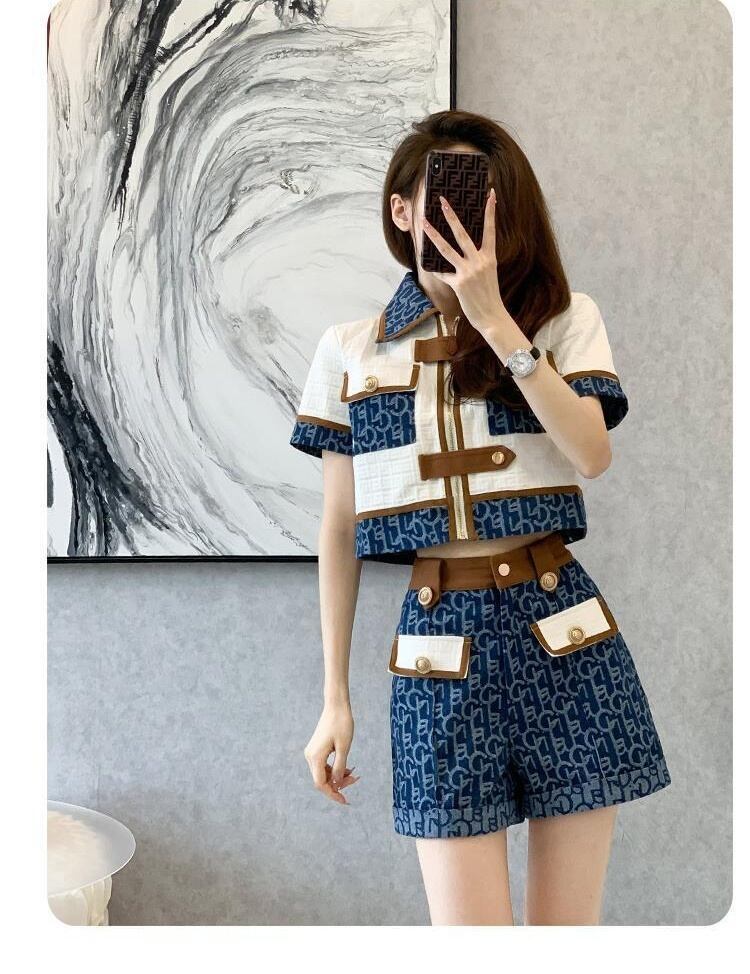 おすすめ おすすめ 話題沸騰中 上質 カジュアル 切り替え 半袖Ｔシャツ ショートパンツ セットアップ <F-11169>