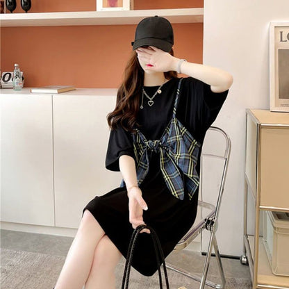 美人度アップ   美腿効果抜群 カットソー ワンピース＜F-3357＞