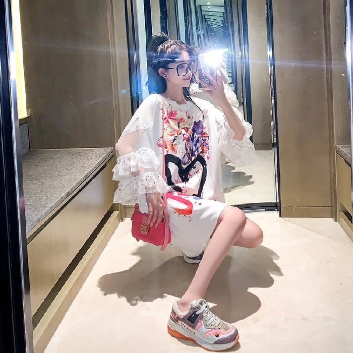好感度UP デザイン スウィート 一目惚れ 切り替え Tシャツ ＜F-8004＞