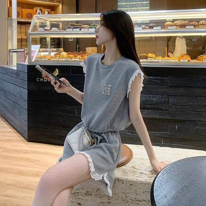 話題沸騰中 上質 おすすめ カジュアル 切り替え 半袖Ｔシャツ ショートパンツ セットアップ <F-11241>