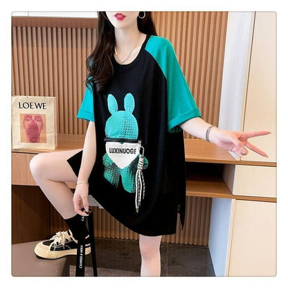 コットンパーソナライズジッパー大ポケットスリット半袖Tシャツ<F-2884>