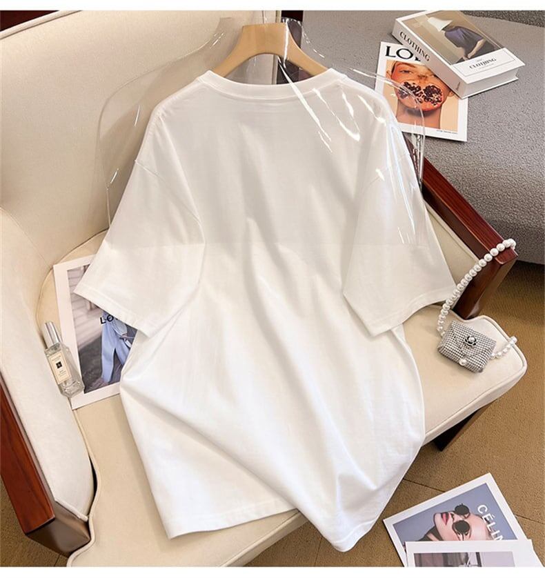 上質なドロップショルダー半袖Tシャツ<F-2978>
