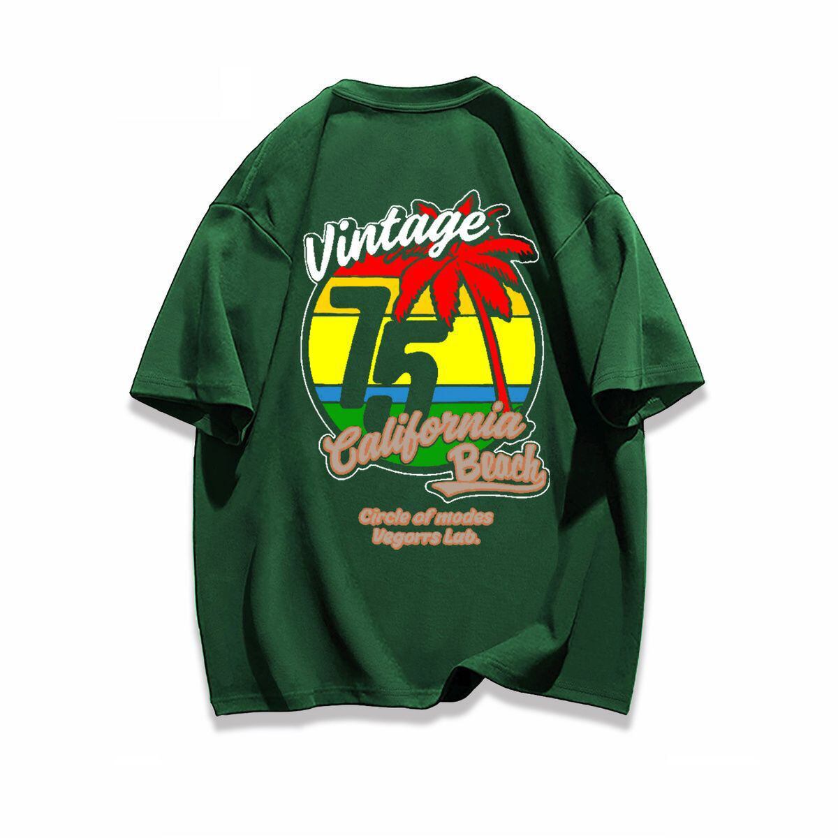 早い者勝ち カジュアル ファッション感満々 ダブルプリント 全5色 半袖Tシャツ<F-9271>