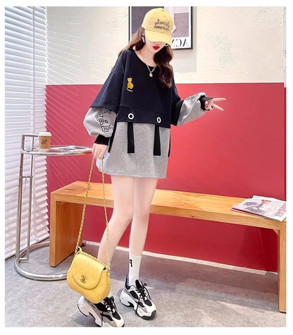 美人度アップ 配色 クマちゃん刺? 切り替え 三色スウェット＜F-4070＞