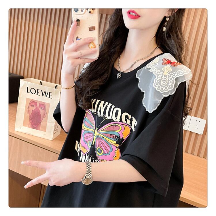 話題沸騰中 プリント ロゴ ゆったり 3色半袖Tシャツ＜F-8316＞