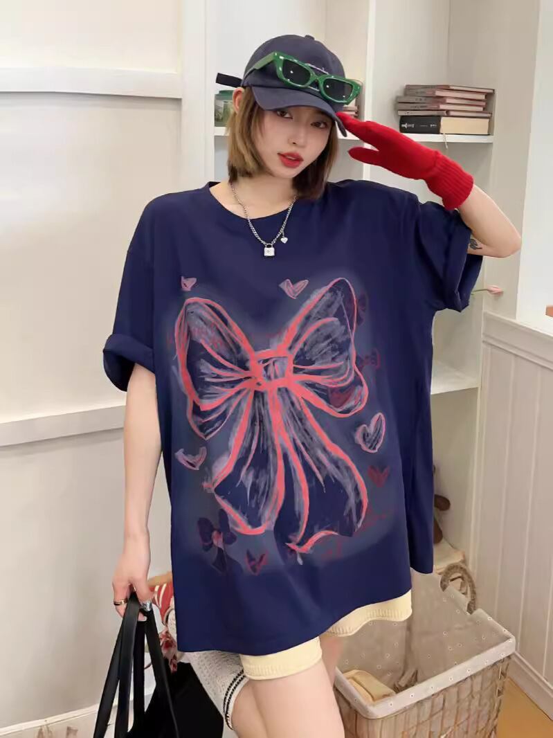 個性的なデザイン プリント ラウンドネック 半袖 Tシャツ カットソー＜F-8273＞