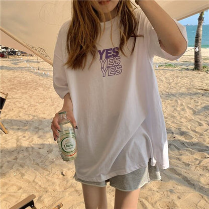 着心地良い   アルファベット Tシャツ ゆったり半袖 ＜F-2851＞