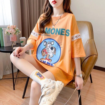 新商品 プリント ファッション ゆったり 全4色 半袖 Tシャツ＜F-11493＞