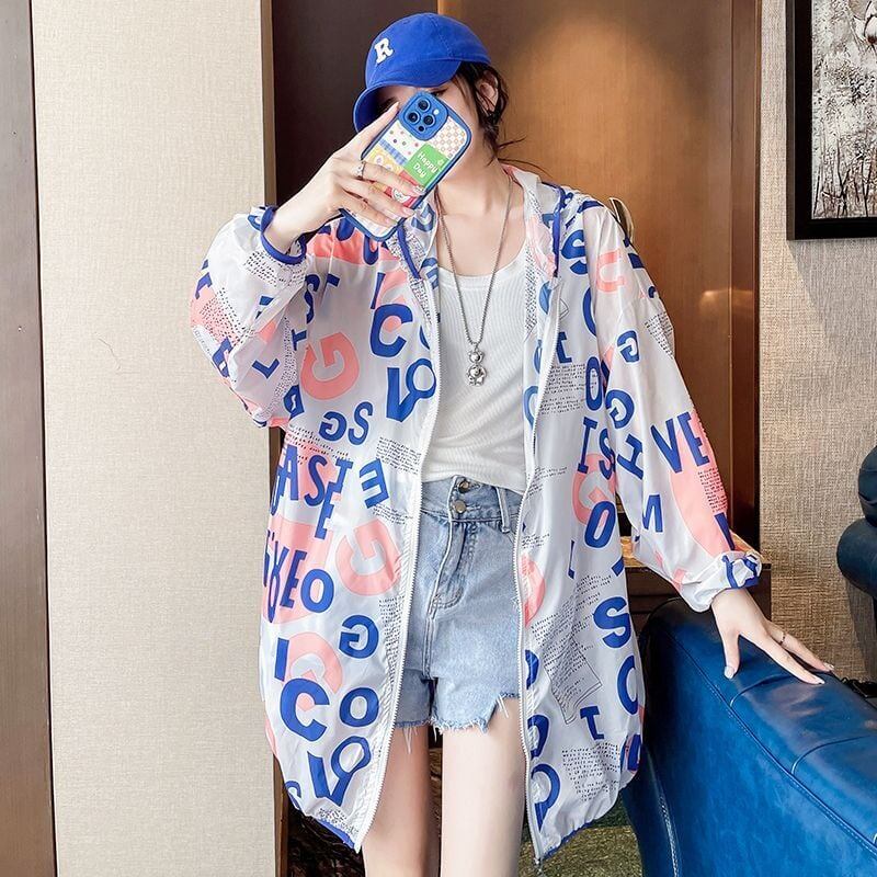 今季マストバイ   プリント長袖 ゆったり パーカー＜F-8181＞
