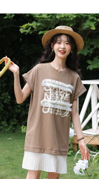 【半額！期間限定！！】大好評 スウィート 大人可愛い プリント レイヤード風 ワンピース<F-8683>