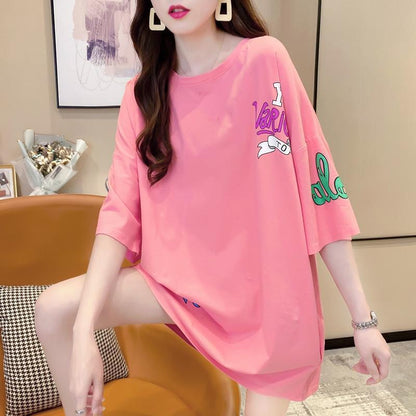 新商品 プリント ファッション ゆったり 全4色 半袖 Tシャツ＜F-11443＞