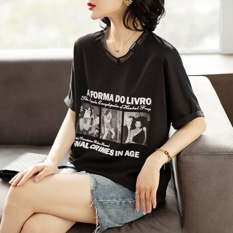話題沸騰中 ファッション 着回し力抜群 プリント 2色選択 半袖Tシャツ＜F-8621＞