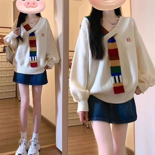 おすすめ スタイルアップ 定番シンプル大人可愛い ニットトップスF-9573