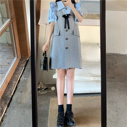 超人気 上質 大人可愛い 切り替え レイヤード風 ワンピースF-8910