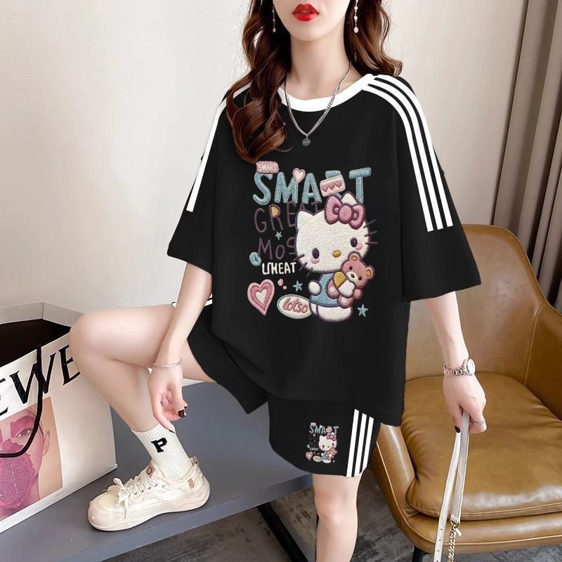 春夏向け プリント Tシャツ＋パンツ セットアップ F-13234