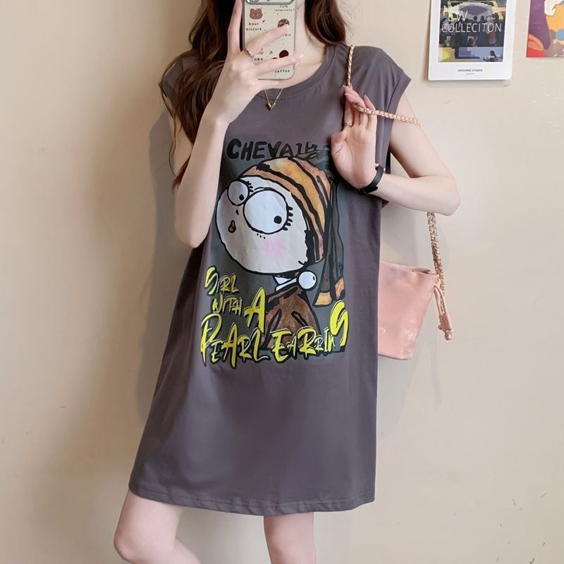 真夏も快適 着心地良い ファッション感満々 プリント全4色 ノースリーブ Tシャツ カットソー＜F-9161＞