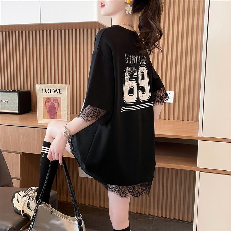売り切れ必至 レース ファッション 切り替え ゆったり 半袖Tシャツ＜F-8480＞