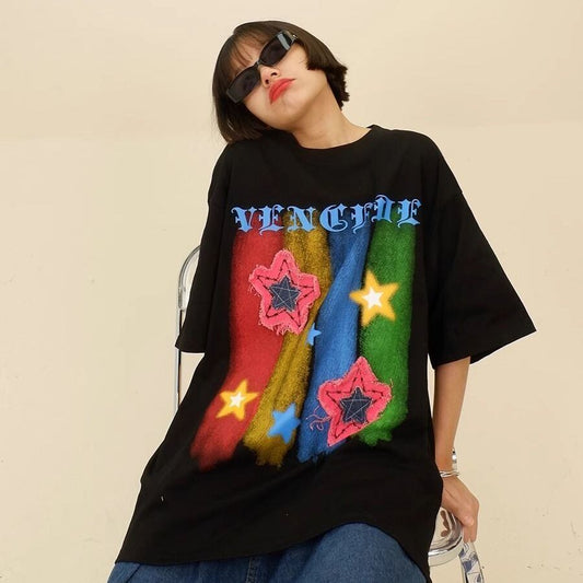 話題沸騰中 目を奪われる 流行新作 個性的なデザイン 2色選択 半袖 Tシャツ F-9309