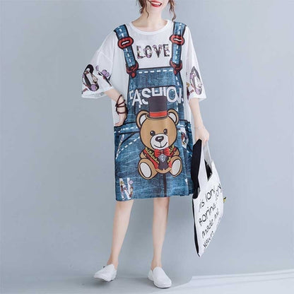 旅行Ｔシャツ 夏 レディース 膝丈 プリント 大きいサイズ ゆったりさらっと涼しい <F-656>