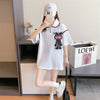 美人度アップ   ワッフル ロング Tシャツ ゆったり半袖 ＜F-2930＞