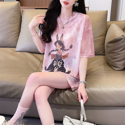 着回し力抜群 絞り染め アバンギャルド プリント 3色選択 半袖Tシャツ＜F-8575＞