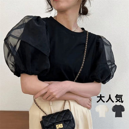美人度アップ 早い者勝ち 大人可愛い カジュアル 共2色 Tシャツ<F-12140>