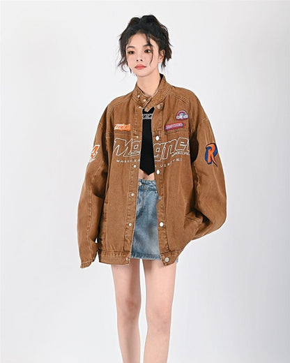 超人気   英字ロゴ 全2色ゆったりコート<F-4799>