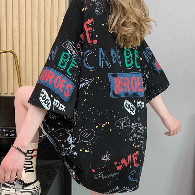 スタイリッシュ 切り替え 一目惚れ プリント Tシャツ カットソー＜F-3540＞