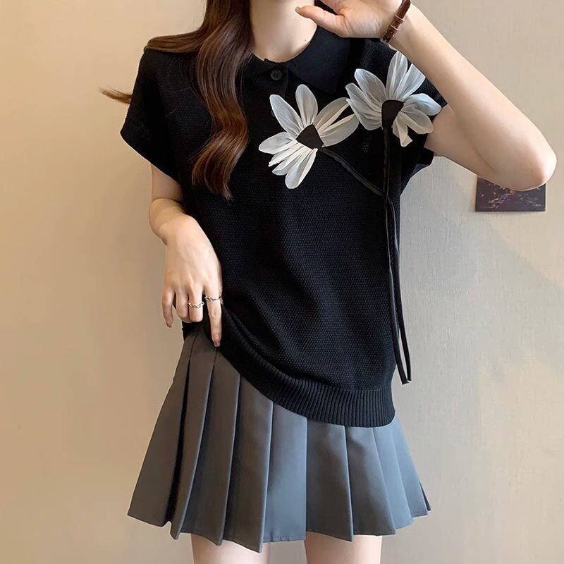 新作 上質 話題沸騰中 好感度UP ニット 全2色 半袖Tシャツ＜F-8734＞