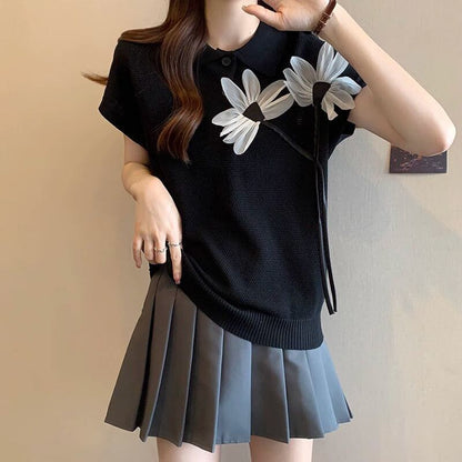 新作 上質 話題沸騰中 好感度UP ニット 全2色 半袖Tシャツ＜F-8734＞