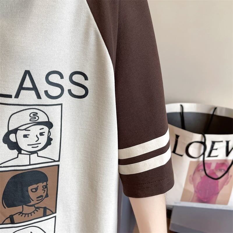 早い者勝ち   POLOネック ロング ラグランTシャツ ゆったりワンピース＜F-4027＞