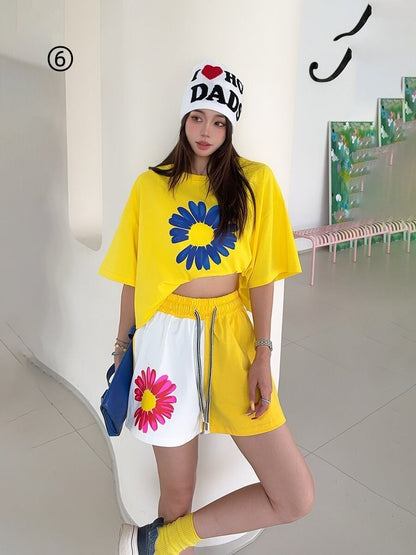 好感度UP カジュアル 真夏も快適 半袖 Tシャツ ショートパンツ セットアップ ＜F-11374＞