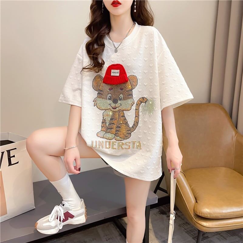 デザイン感   チャーミング Tシャツ カットソー＜F-3401＞