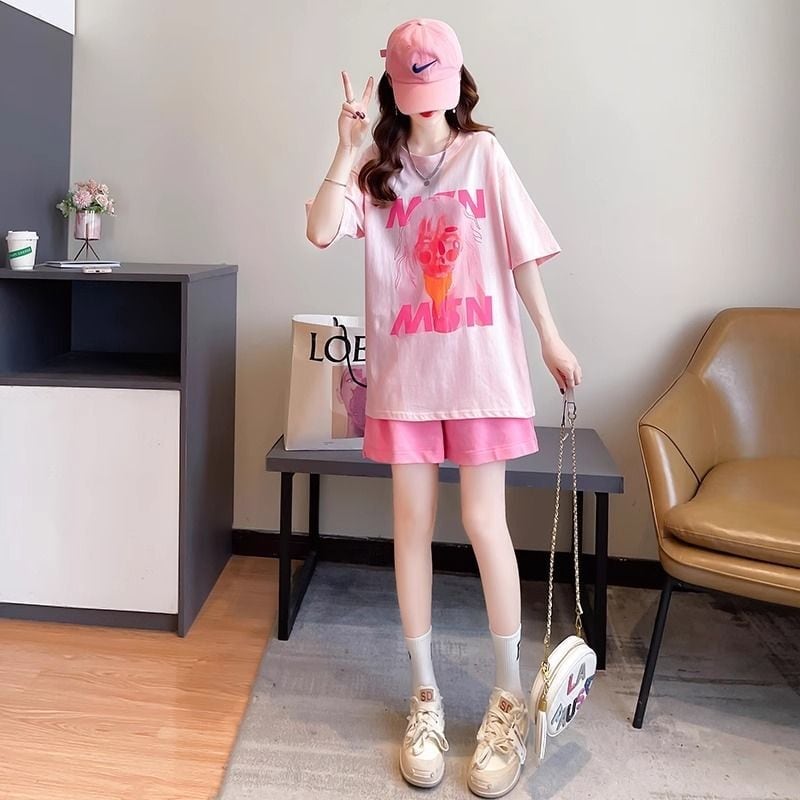 好感度UP カジュアル ファッション 上質 Ｔシャツⅹパンツセット<F-8456>