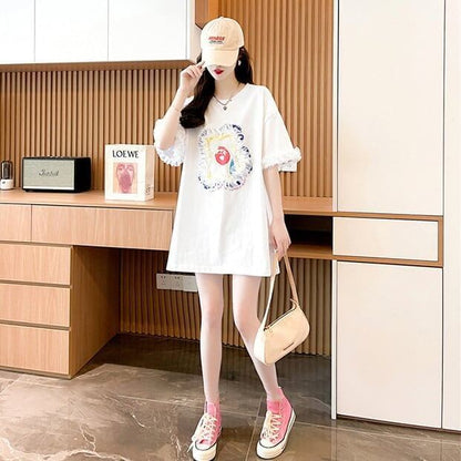 デザインセンスレースステッチTシャツ半袖新しいスタイル<F-2932>