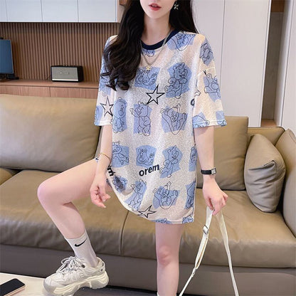 【半額！期間限定！！】絶対流行 キュート カジュアル プリント 日焼け止め 半袖Tシャツ＜F-8576＞