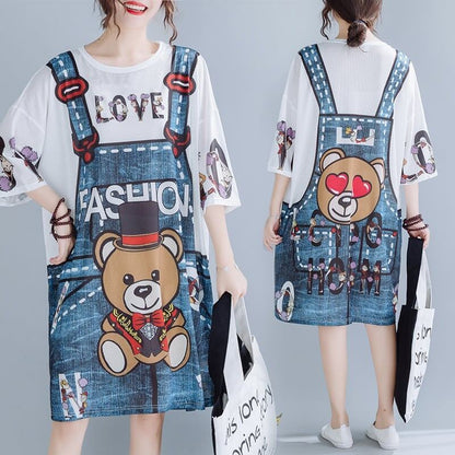 旅行Ｔシャツ 夏 レディース 膝丈 プリント 大きいサイズ ゆったりさらっと涼しい <F-656>