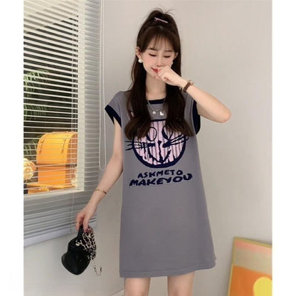 好感度100％   可愛い猫柄 Tシャツ ゆったり半袖 ＜F-2867＞