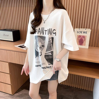質感のいい 半袖 ラウンドネック Tシャツ ワンピース ＜F-8638＞