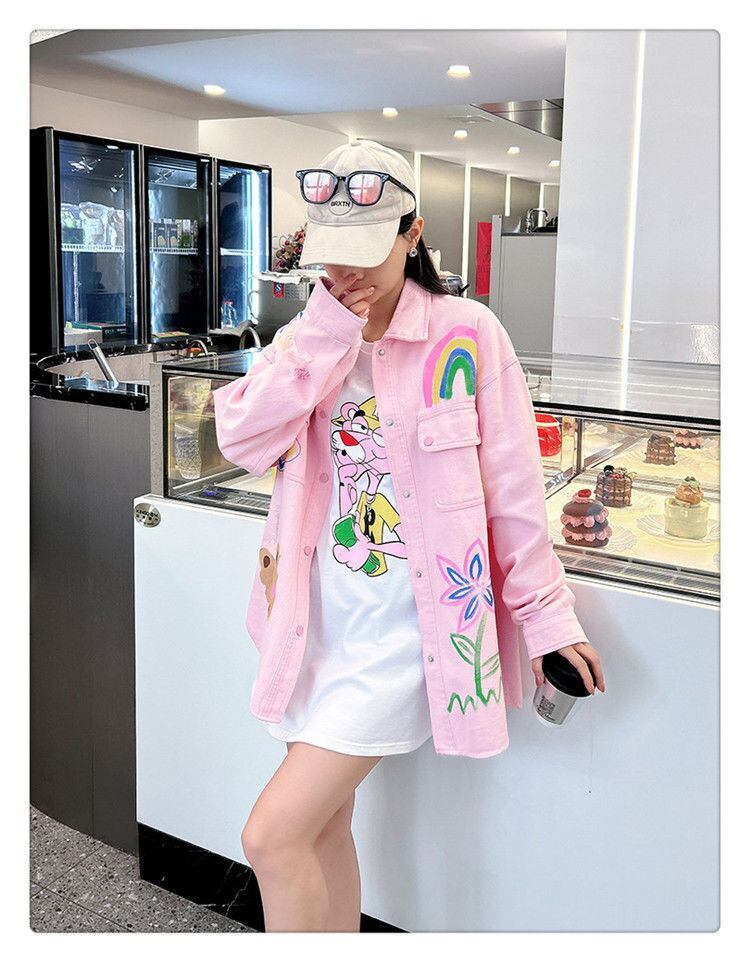 売り切れ必至 韓国風ファッション 上質 アバンギャルド プリント デニム Tシャツ ＜F-9479＞