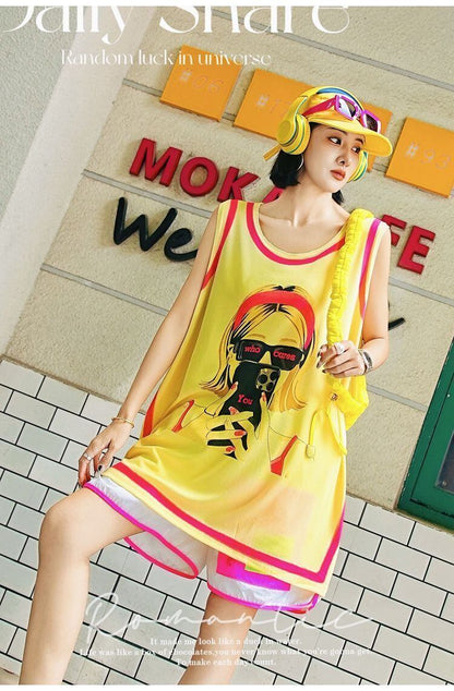 軽い生地が夏にぴったり！ ノースリーブ プリント全2色 Tシャツ カットソー＜F-11359＞