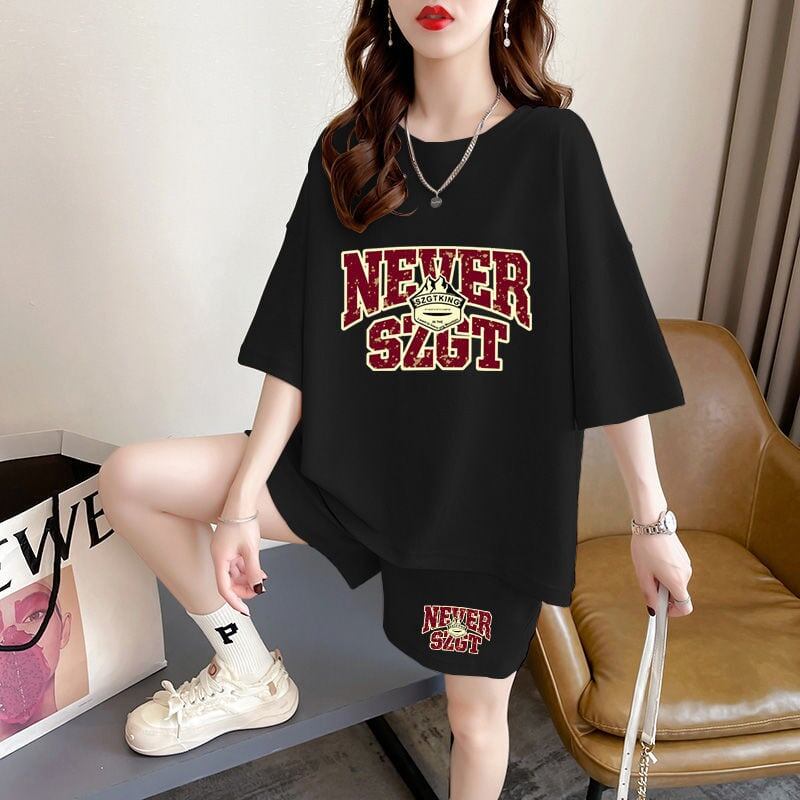 売り切れ必至 プリント カジュアル 半袖Ｔシャツⅹパンツセット全2色 <F-8549>