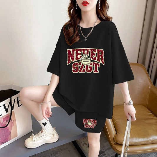 売り切れ必至 プリント カジュアル 半袖Ｔシャツⅹパンツセット全2色 <F-8549>