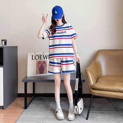 絶対欲しい 真夏も快適 美人度アップ カジュアル 半袖 Tシャツ ショートパンツ セットアップ ＜F-11192＞